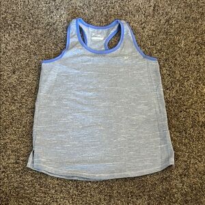 Old Navy Heather Gray Athletic Racerback Tank with Blue Trim